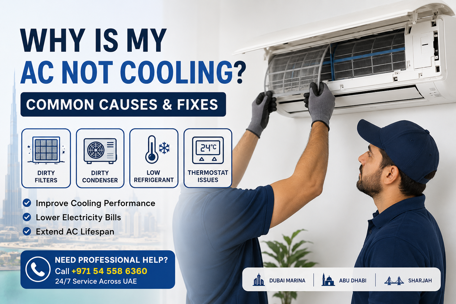 Why Is My AC Not Cooling? Common Causes & Fixes | AC Not Cooling Dubai
